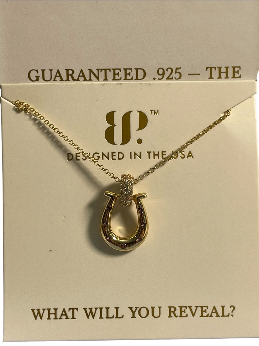 Bomb Party Sterling Club Vermeil “Grace & Grind Necklace” .925 w/Gold -Horseshoe